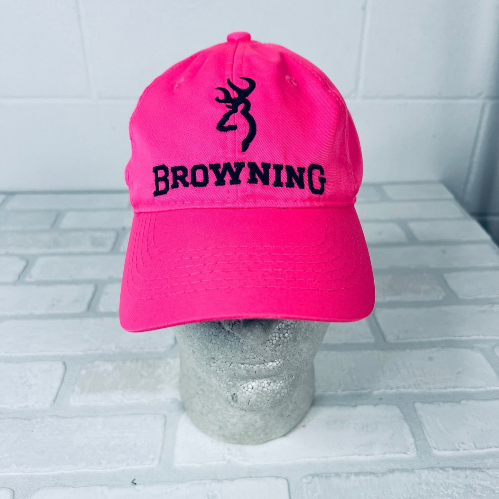 Browning Womens Neon Hot Pink Buckmark Logo Baseball Cap Adjustable Hat